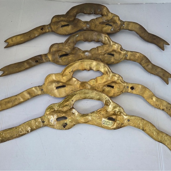 Set Of 4 Solid Brass Ribbon Bows Vintage 14 1/2” Frame Decorative Wall Decor - Picture 4 of 13